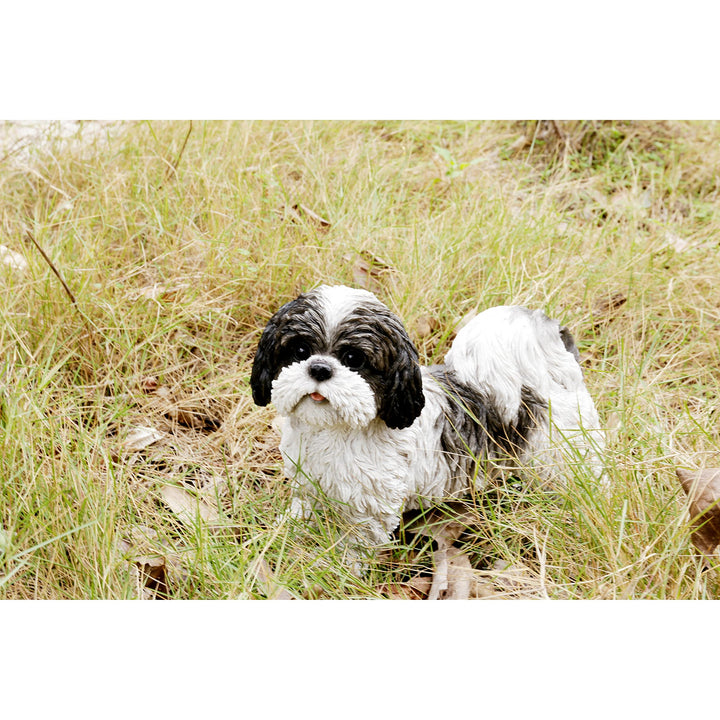 Dog-Black/White Tzu Standing Statue Multi Color Polyresin
