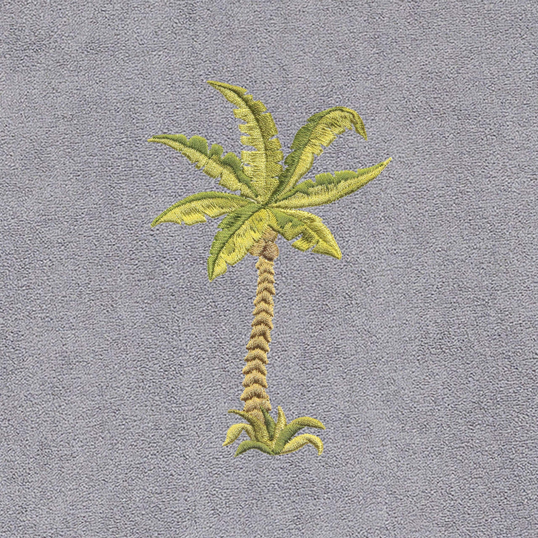 Turkish Cotton Embroidered Palm Tree Grey Towel Cover for Standard Chaise Lounge - Diamond Home USA