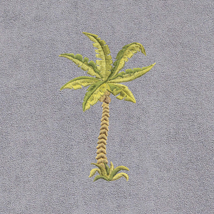 Turkish Cotton Embroidered Palm Tree Grey Towel Cover for Standard Chaise Lounge - Diamond Home USA