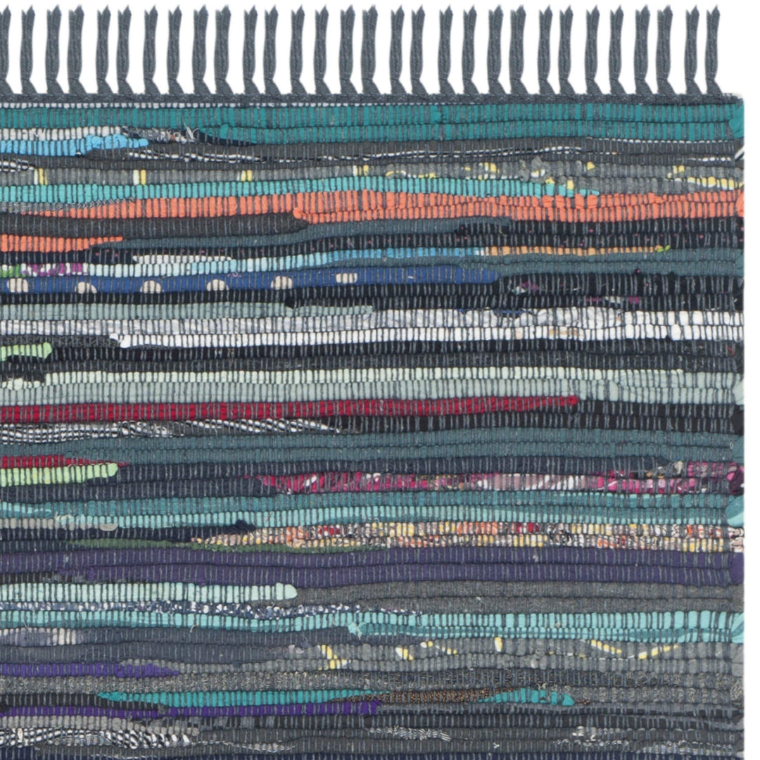 Rag Rug Runner with Tassels Ink Blue Multicolor Rags Weave Floor Mat Hallway 2'3" x 5' - Ink/Multi - Diamond Home USA