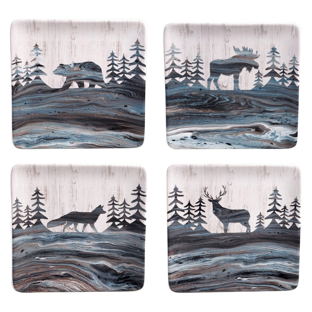 Lodge 16-piece Dinnerware Set (Service For 4) Blue Grey Multi Color Animal - Diamond Home USA