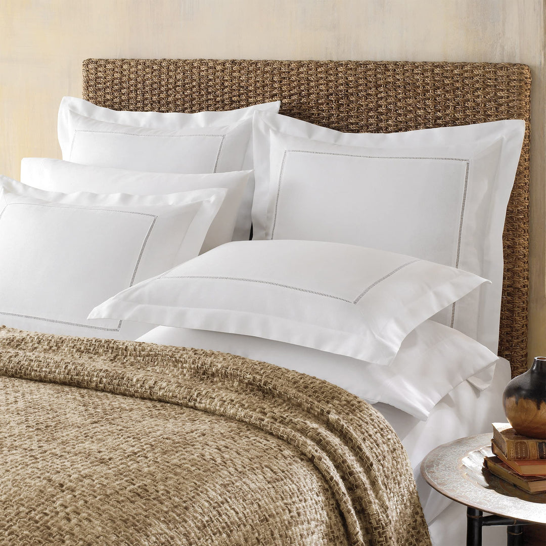 Bed Maker's Levinsohn Textile Company Cotton and Linen Blend Hemstitch Sham Gold - Diamond Home USA