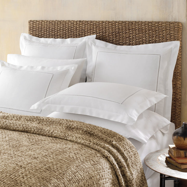Bed Maker's Levinsohn Textile Company Cotton and Linen Blend Hemstitch Sham Gold - Diamond Home USA