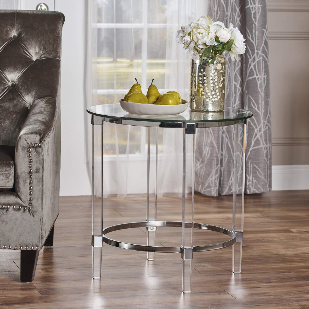Christopher Knight Home Orianna Acrylic and Tempered Glass Circular Side Table - Diamond Home USA