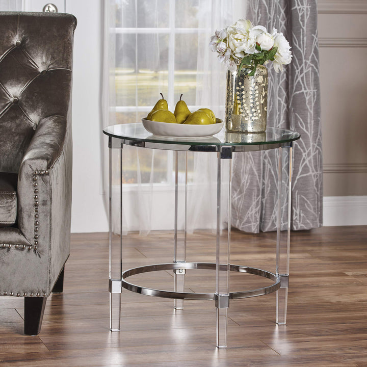 Christopher Knight Home Orianna Acrylic and Tempered Glass Circular Side Table - Diamond Home USA