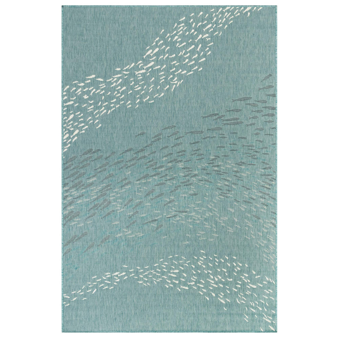 Liora Manne CARMEL Indoor/Outdoor Power Loomed Synthetic Blend Low Profile 3'3" x 4'11" - Aqua - Diamond Home USA