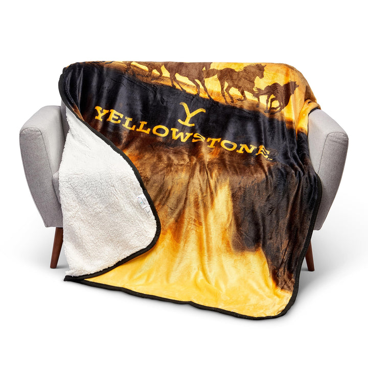 Northwest Yellowstone Oversized Silk Touch Sherpa Throw Blanket 60" x 80" Wild - Diamond Home USA