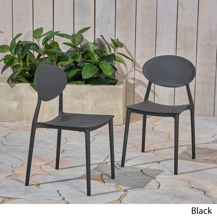 Christopher Knight Home 306513 Brynn Outdoor Plastic Chairs (Set of 2) Black - Diamond Home USA