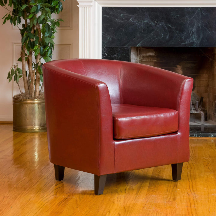 Great Deal Furniture Petaluma Oxblood Red Leather Club Chair 1/2 by 28 by - Diamond Home USA