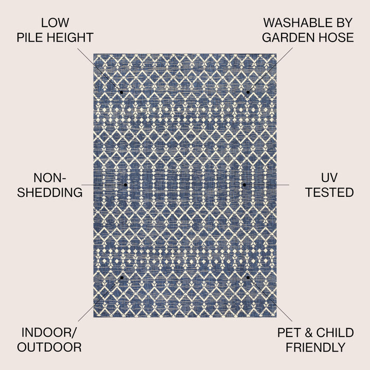 JONATHAN Y Trebol Moroccan Geometric Textured Weave Indoor/Outdoor Area Rug