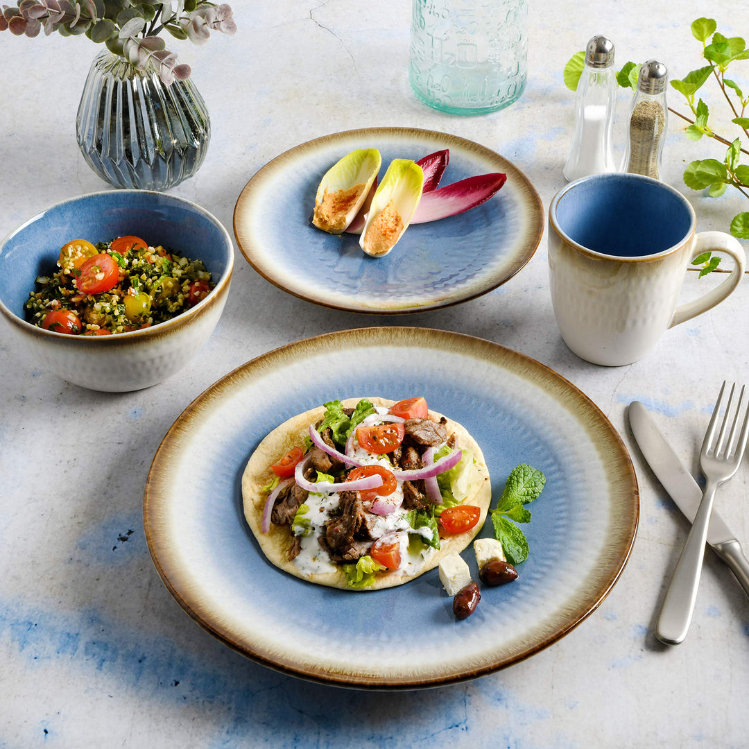 Gibson Elite Moonstruck Round Reactive Glaze Stoneware Dinnerware Set Service - Diamond Home USA