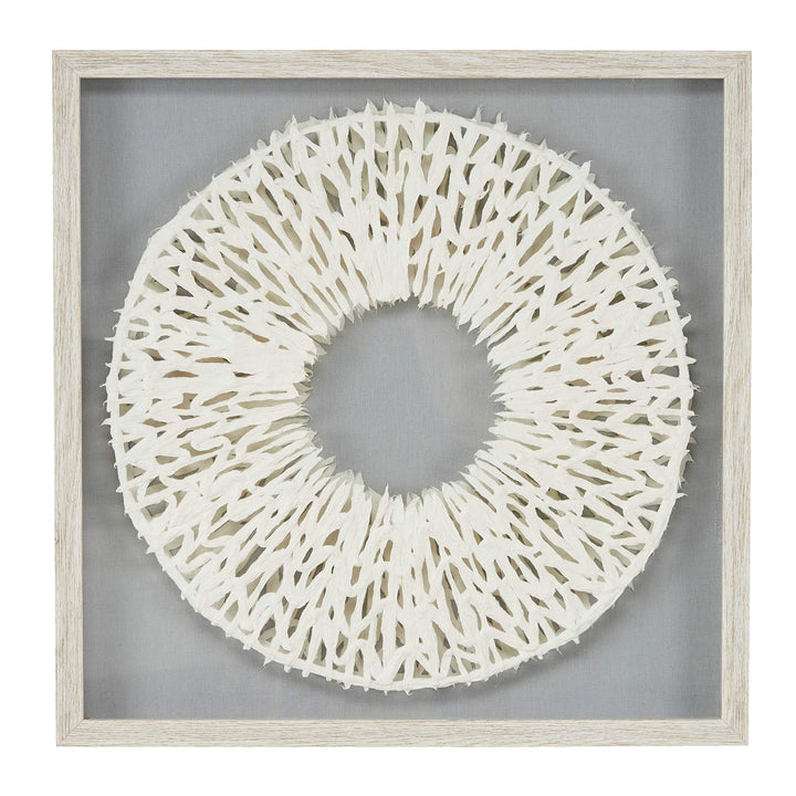 19.5" White Hand-Cut Paper Abstract Art Shadow Box in Square Frame 20 X 1 Grey - Diamond Home USA