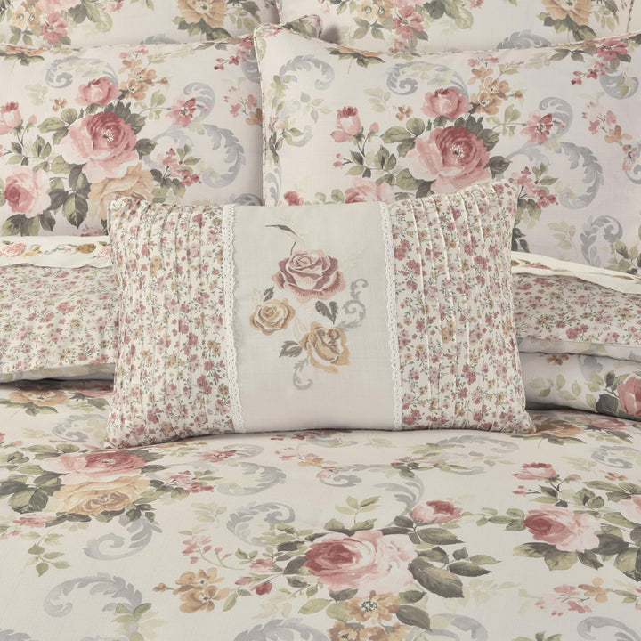 Decorative Throw Pillow Pink Floral Farmhouse Shabby Chic Polyester Reversible - Diamond Home USA