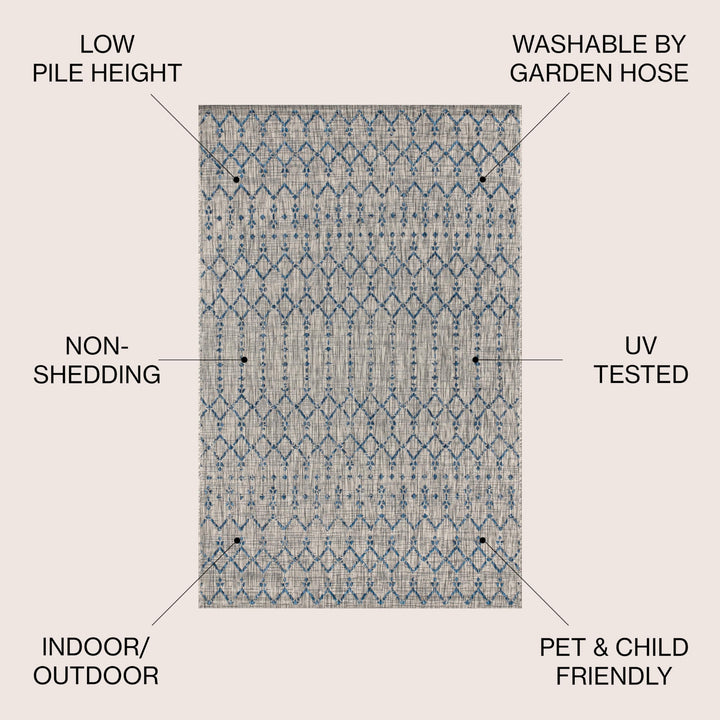 JONATHAN Y Trebol Moroccan Geometric Textured Weave Indoor/Outdoor Area Rug