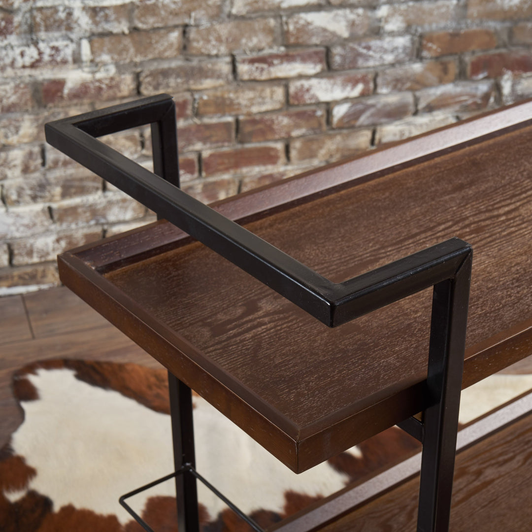 Christopher Knight Home Gerard Industrial Wooden ar Cart Dark Walnut Finish / - Diamond Home USA