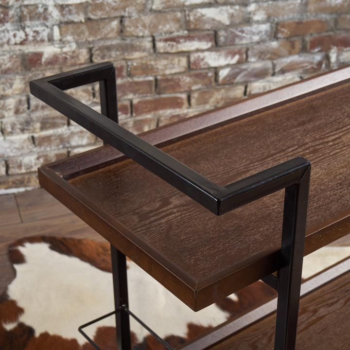 Christopher Knight Home Gerard Industrial Wooden ar Cart Dark Walnut Finish / - Diamond Home USA