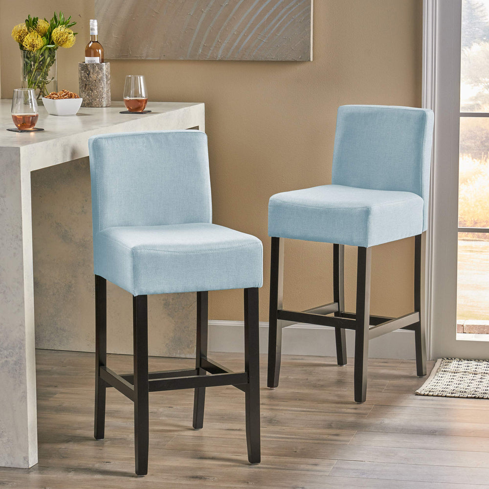 Christopher Knight Home Lopez Fabric Barstools 2-Pcs Set Light Blue - Diamond Home USA