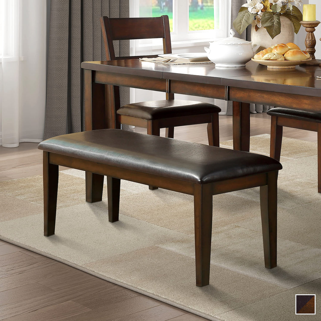 Dining Bench Brown Modern Contemporary Upholstered Cherry Finish