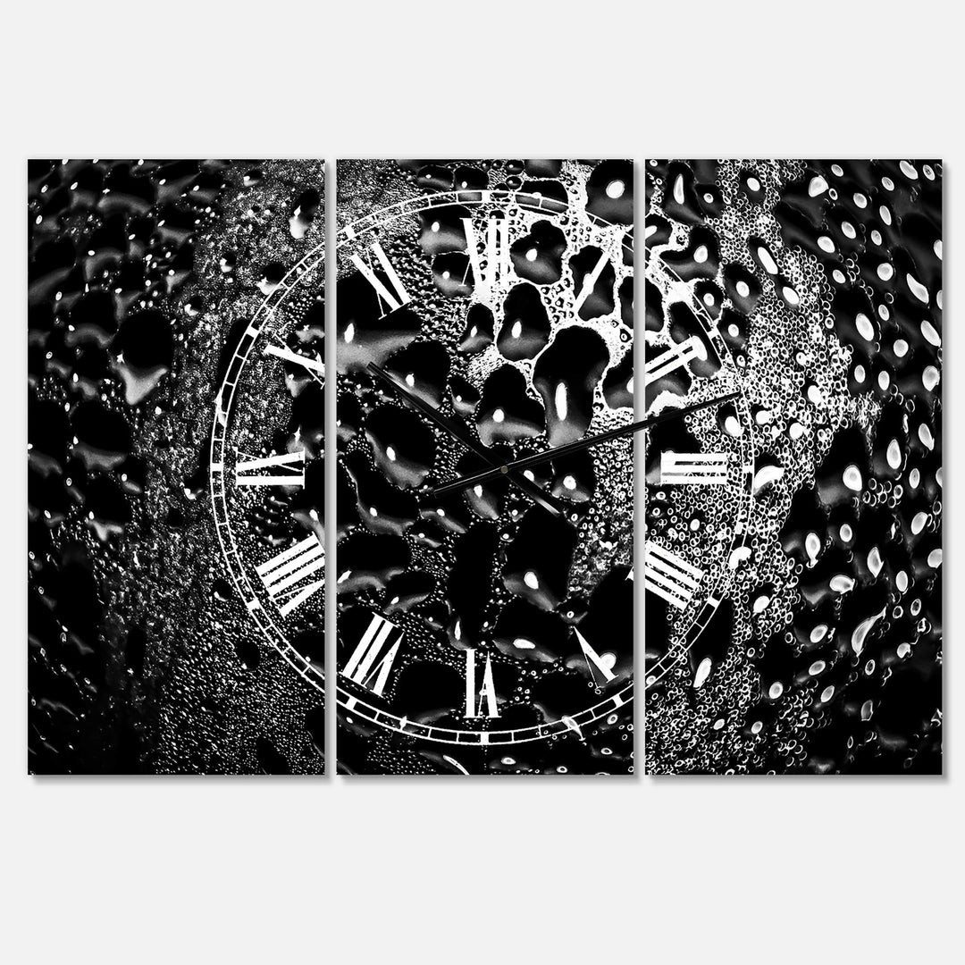 Abstract Droplets 15' Oversized Modern Wall Clock 3 Panels 36 in. Wide X 28 High - Diamond Home USA