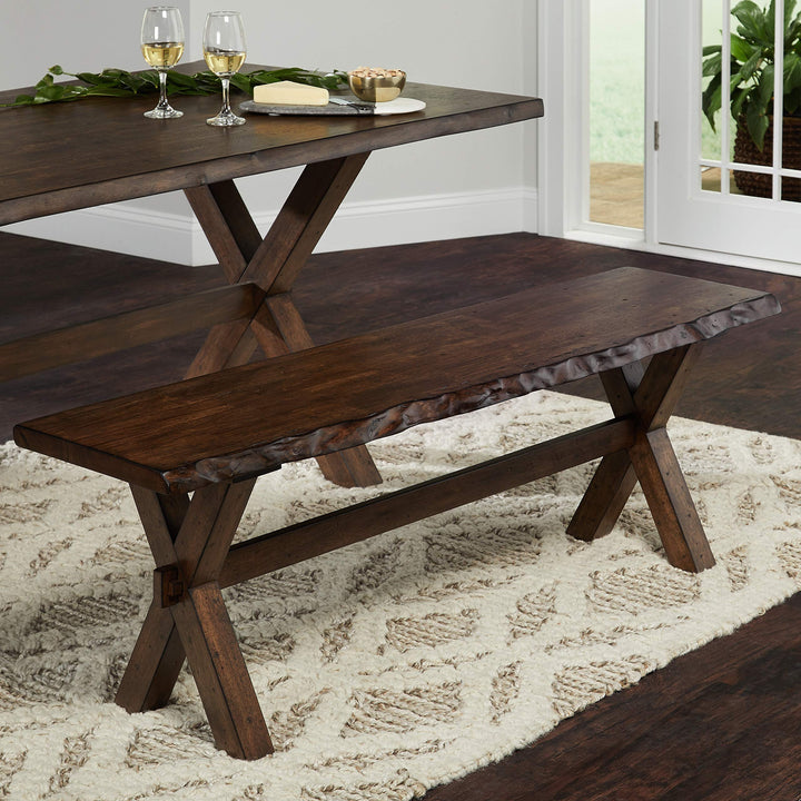 Target Marketing Systems Mandeville Mid Century Wooden Dining Bench 47.6" Brown - Diamond Home USA