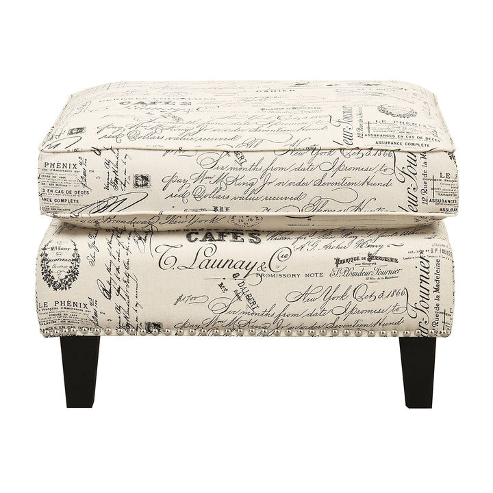 French Script Ottoman Cream Country Modern Contemporary Shabby Chic Transitional - Diamond Home USA