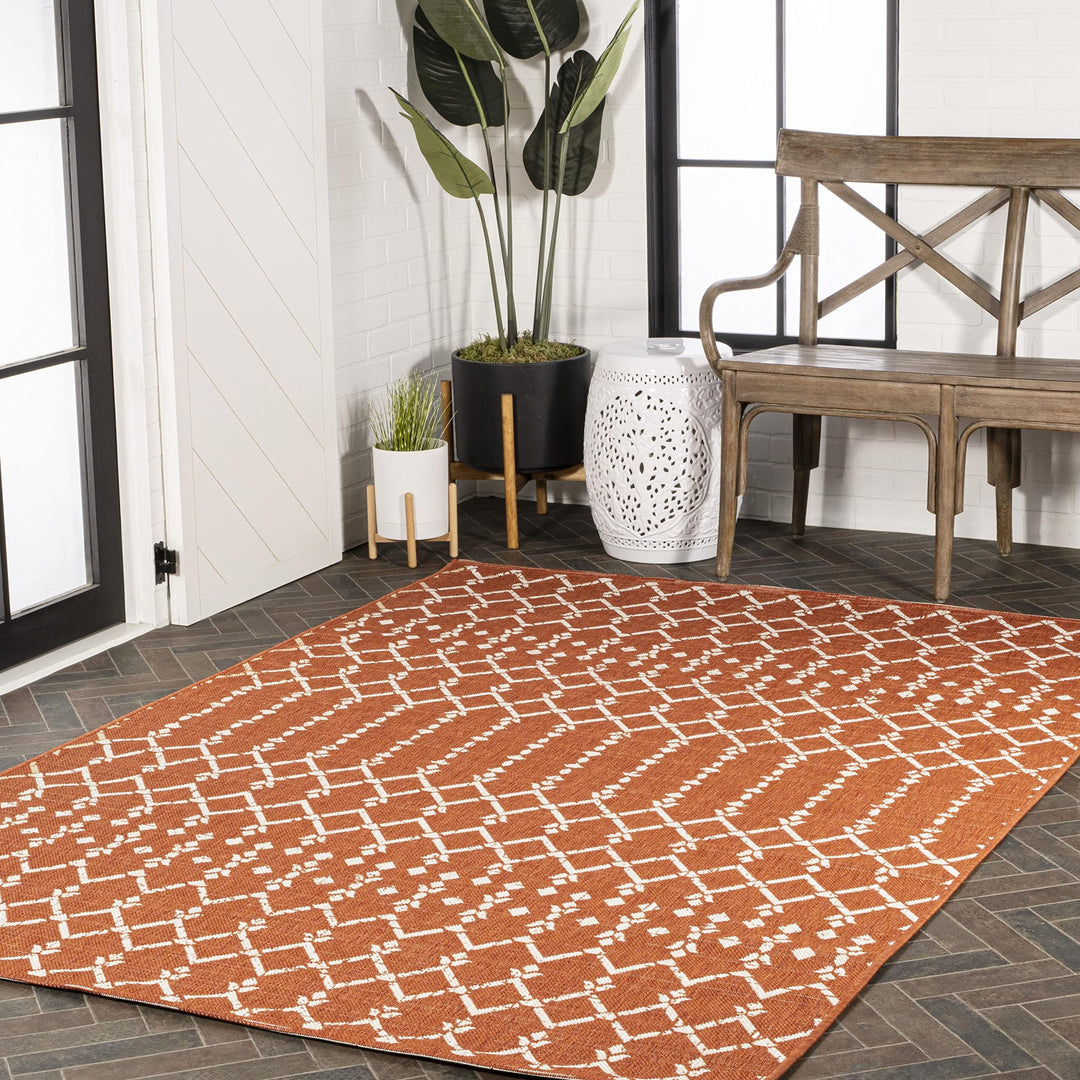 JONATHAN Y Trebol Moroccan Geometric Textured Weave Indoor/Outdoor Area Rug