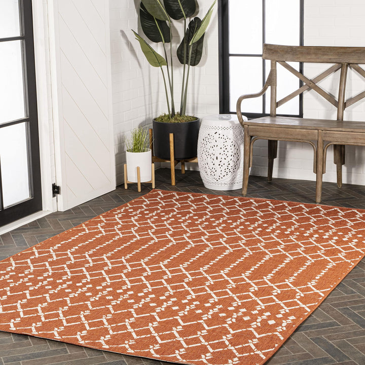 JONATHAN Y Trebol Moroccan Geometric Textured Weave Indoor/Outdoor Area Rug