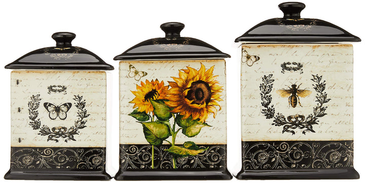 Certified International 3 Piece French Sunflowers Canister Set 56 oz/60 oz/96 oz - Diamond Home USA
