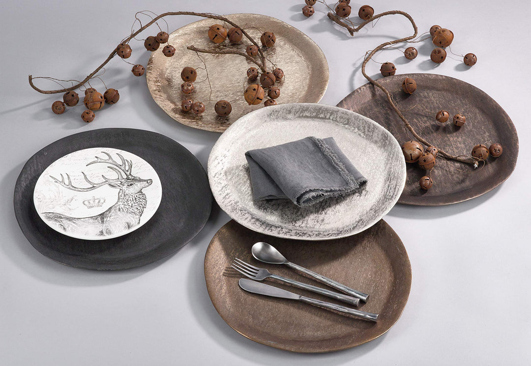 SARO LIFESTYLE CH96.GL13R Brossé Collection Brushed Aluminum Chargers (Set of Gold - Diamond Home USA