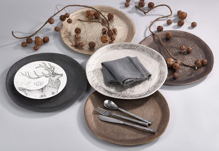 SARO LIFESTYLE CH96.GL13R Brossé Collection Brushed Aluminum Chargers (Set of Gold - Diamond Home USA