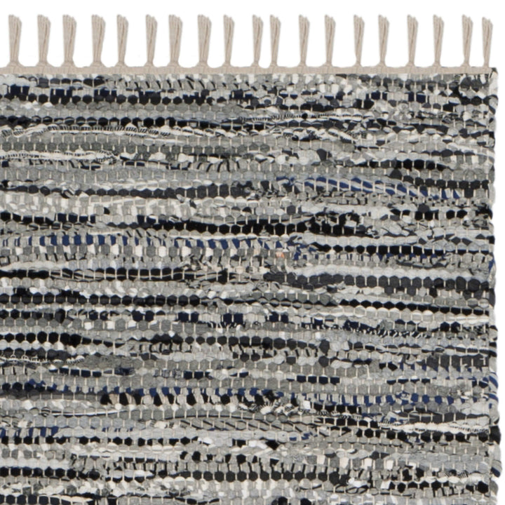 Rag Rug Runner with Tassels White Black Grey Rags Weave Floor Mat Hallway - Diamond Home USA