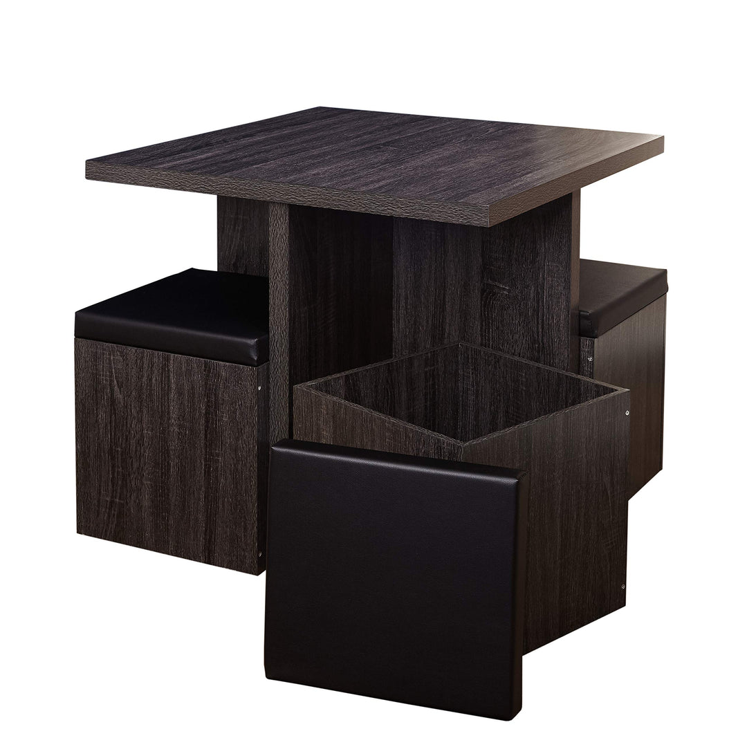 Target Marketing Systems Baxter Modern Dining Room Table and Storage Stool Set 5 Black/Grey - Diamond Home USA