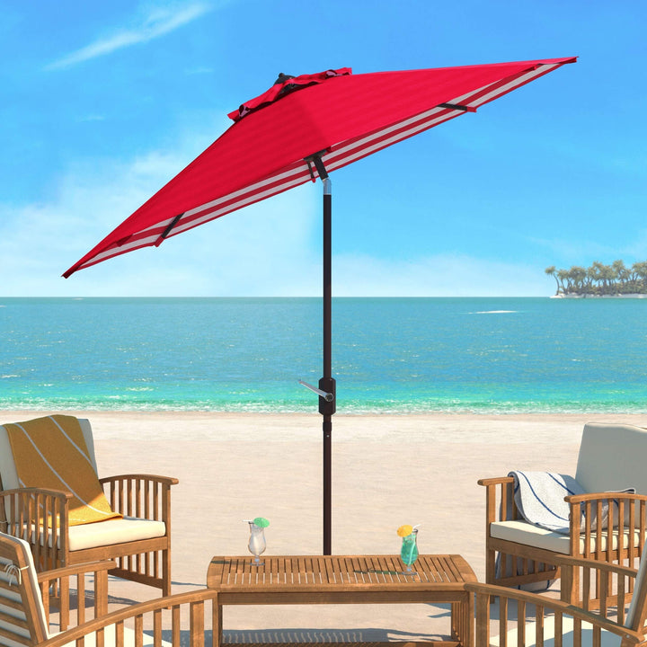 Inside Out Striped 9 Ft Crank Red/White Outdoor Umbrella Red Stripe Classic