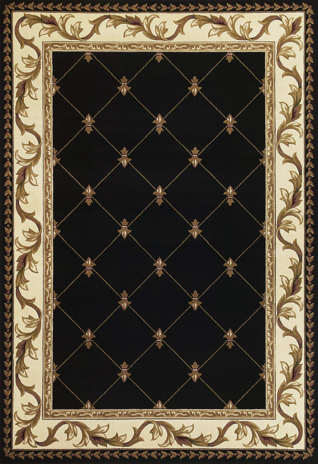 KAS Oriental Rugs Corinthian Collection Aubusson Round Area Rug 7'7" x 10'10" - Black