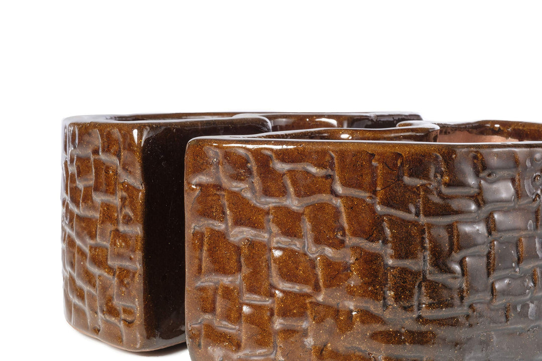Alfresco Home Cobblestone Umbrella Planter Terra Brown - Diamond Home USA