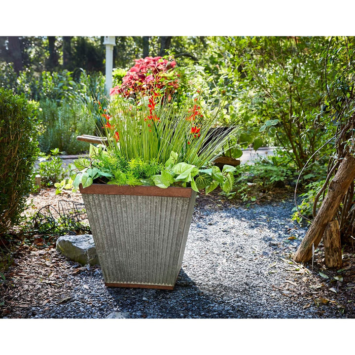Southern Patio 10" Westlake Indoor/Outdoor Pleated Planter with Galvanized