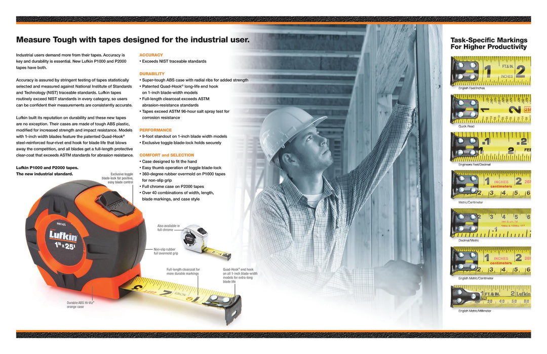 **Lufkin PHV1023CM 13mm x 3m Hi-Viz® Orange P1000 Tape Measure - Diamond Home USA