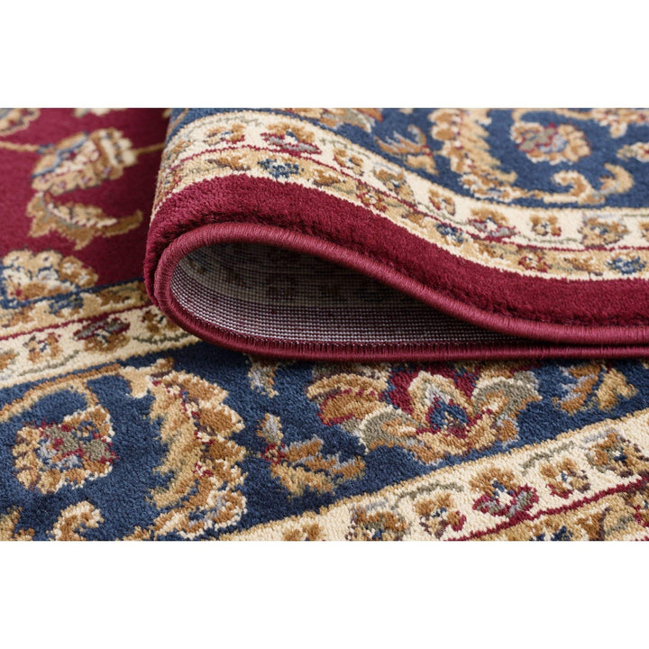 Traditional Octagon Rug 5'3" x 5'3" Red Octagon Mat Blue Accent Border - Diamond Home USA