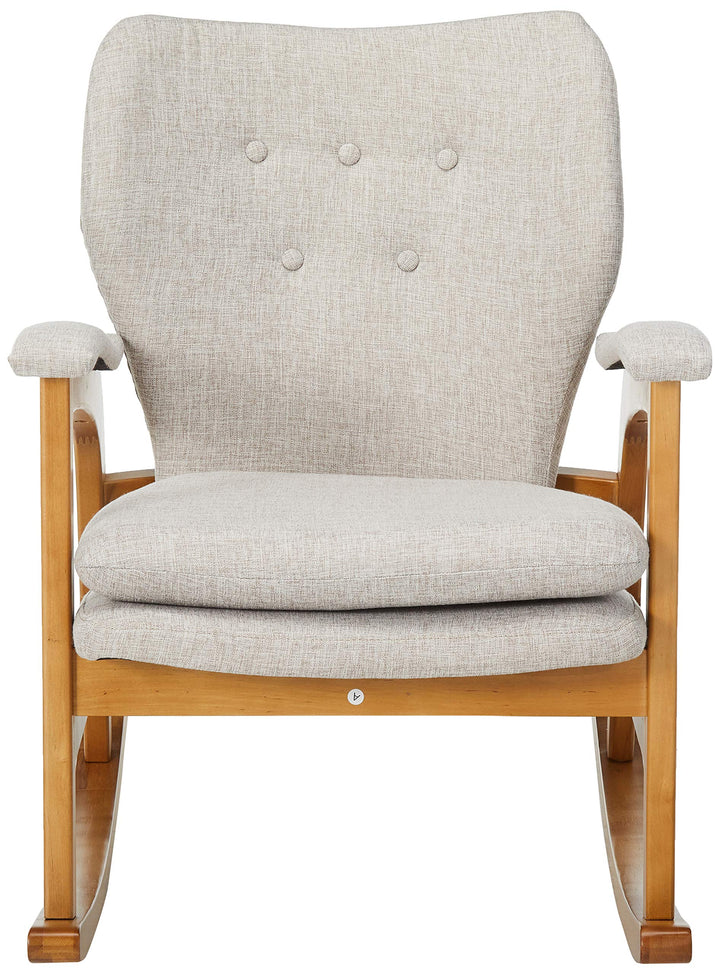 Christopher Knight Home Brannt Mid-Century Fabric Rocker Wheat / Light Walnut - Diamond Home USA
