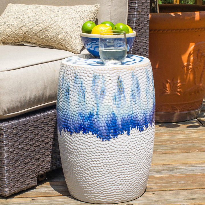 Euro Ceramica Claybarn Fusion Blue and White Stoneware 18" Textured Drip