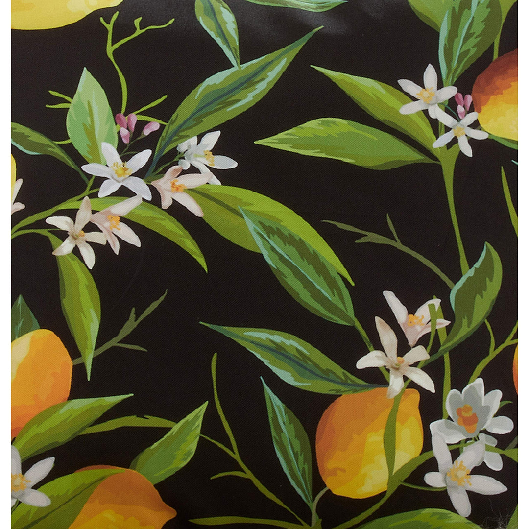 Outdoor Table Runner with Lemon Design Black Polyester - Diamond Home USA