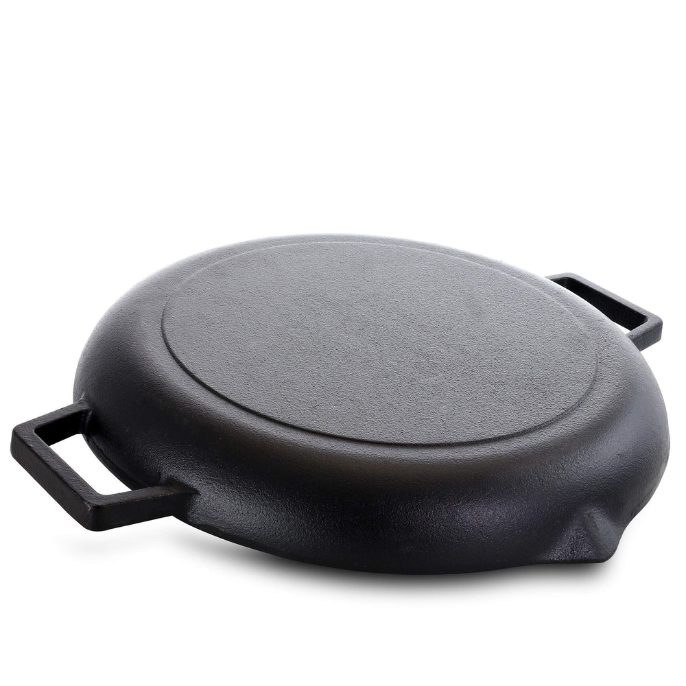 Store 12 Inch Preseasoned Cast Iron Grill Pan With Dual Pouring Spouts Black - Diamond Home USA