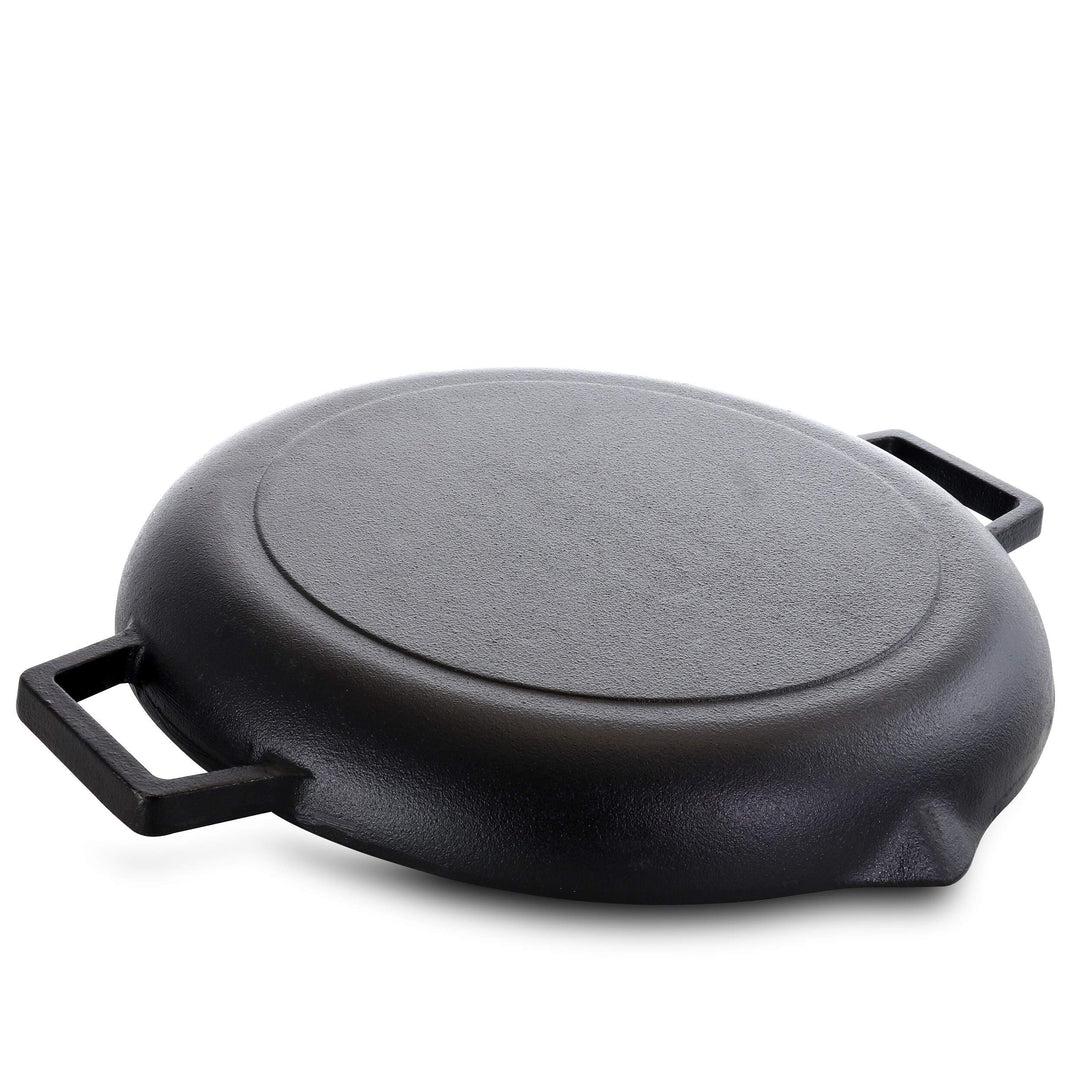 Store 12 Inch Preseasoned Cast Iron Grill Pan With Dual Pouring Spouts Black - Diamond Home USA