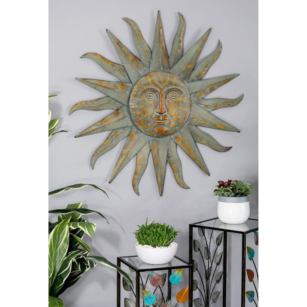Modern Iron Sun-Inspired Wall Decor Grey Bohemian Eclectic