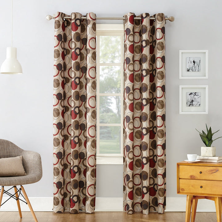 No. 918 Celestial Celestial Print Semi-Sheer Grommet Curtain Panel 48" x 84" 48 x 84 - Paprika