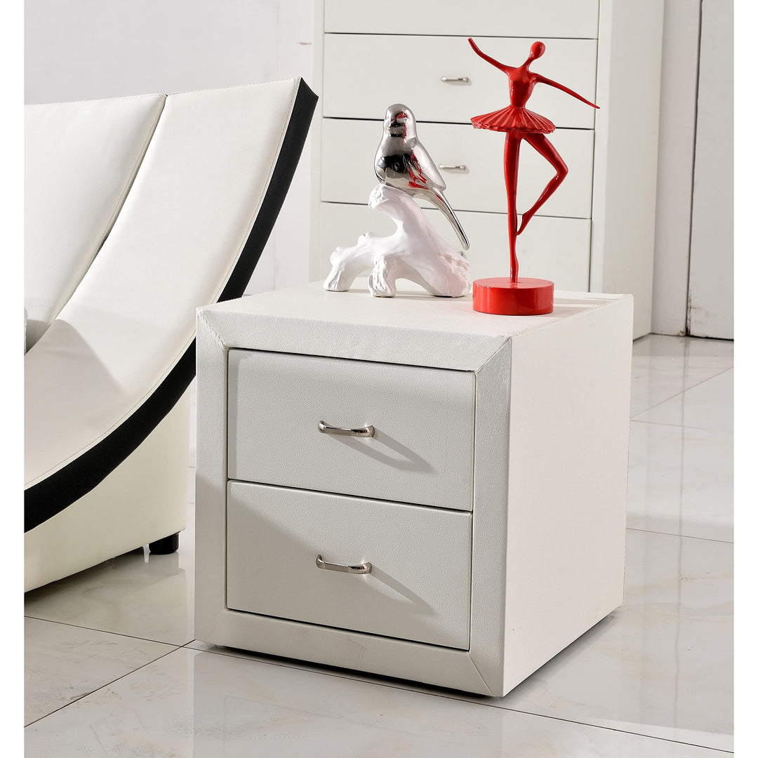 US Pride Furniture Riley White Faux Leather Modern Night Stand