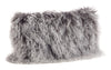 SARO LIFESTYLE 100% Wool Mongolian Lamb Fur Throw Pillow with Poly Filling 12" x 12"x20" - Charcoal