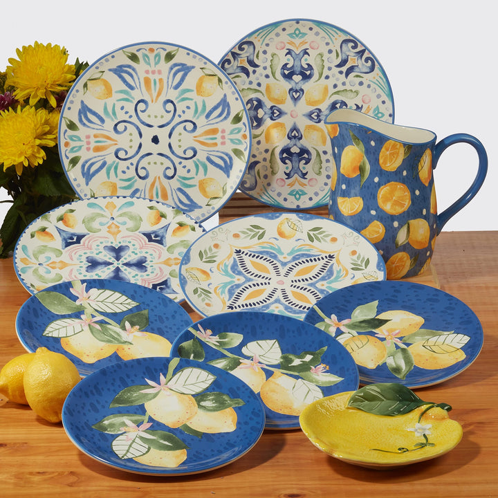 Lemonade Teapot 10.25" X 4.75" 36oz 36 Oz Blue Multi Color Ceramic - Diamond Home USA