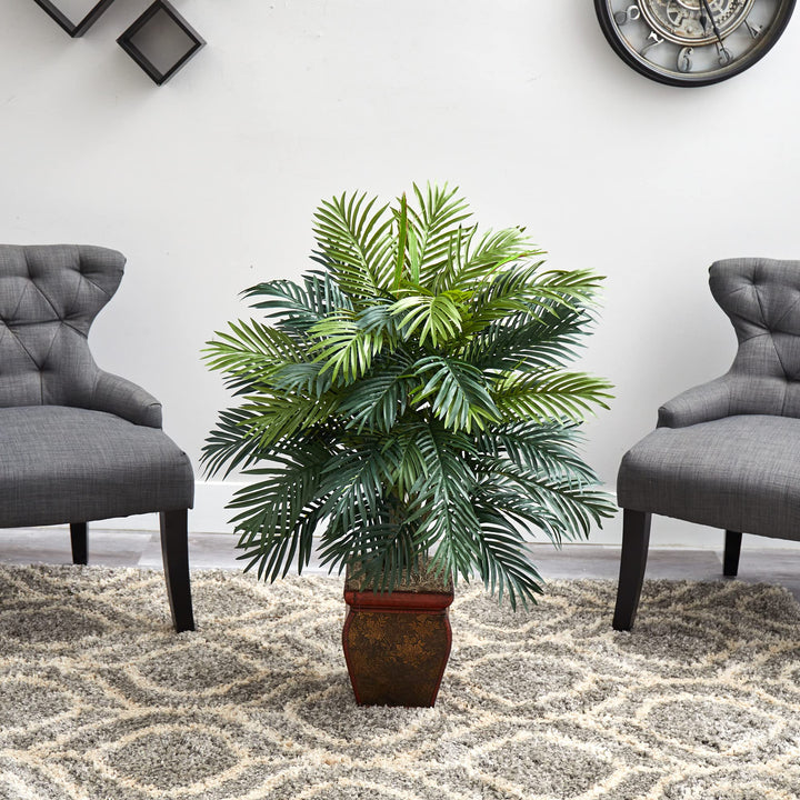 Nearly Natural Areca with Decorative Planter Silk Plant - Diamond Home USA