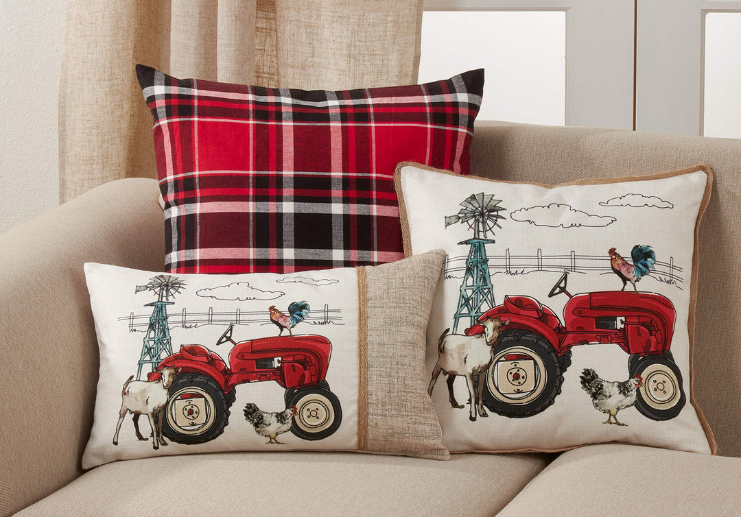 SARO LIFESTYLE Deere Collection Farm Tractor Throw Pillow with Poly Filling 13"x20" - Polyester - Diamond Home USA